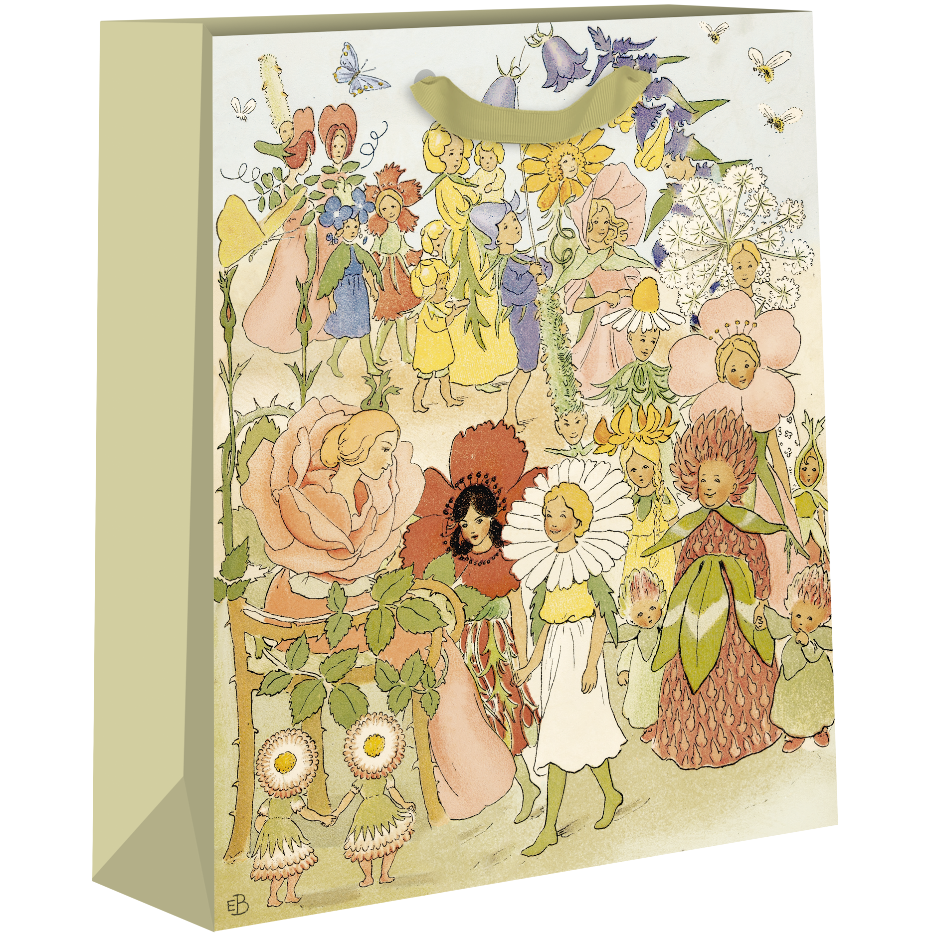 Large Flower Parade gift bags by AB PICTURA featuring colorful floral designs and sturdy handles for special occasions.